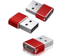 ATEK Pack Of 3 Usb 3.1 Type C Female To Usb A Male Adapter 5Gbps High Speed Data Sync, Fast Charging Converter Plug For Laptop Pc Red