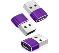 ATEK Pack Of 3 Usb 3.1 Type C Female To Usb A Male Adapter 5Gbps High Speed Data Sync Fast Charging Converter Plug For Laptop Pc Purple