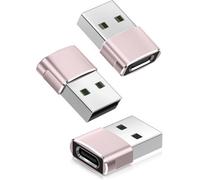 ATEK Pack Of 3 Usb 3.1 Type C Female To Usb A Male Adapter 5Gbps High Speed Data Sync Fast Charging Converter Plug For Laptop Pc Pink