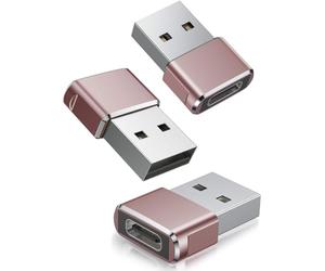ATEK Pack of 3 USB C to USB Adaptor, USB C Female to USB Male Adapter, Type C Charger Converter for iPhone 14 13 12 Pro Max, IWatch, iPad, AirPods, USB-C to USB-A Data Transfer & Fast Charging (Pink)