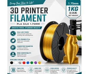 Atek Pla 3D Printer Filament 1.75mm 1Kg Gold Spool Low Warp Fdm Printing