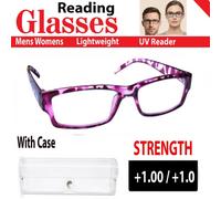 ATEK Reading Glasses +1.0 Men Women Pink Anti Eyestrain Light Blocking Rectangular Half Frame For Computer Reader Eyeglasses With Case