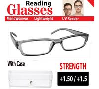 ATEK Reading Glasses +1.50 Men Women Grey Anti Eyestrain Light Blocking Rectangular Half Frame For Computer Reader Eyeglasses With Case