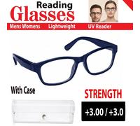 ATEK Reading Glasses +3.0 Men Women Blue Anti Eyestrain Light Blocking Rectangular Half Frame For Computer Reader Eyeglasses With Case