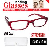 ATEK Reading Glasses +3.0 Men Women Red Anti Eyestrain Light Blocking Rectangular Half Frame For Computer Reader Eyeglasses With Case