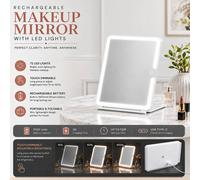 Atek Rechargeable Travel Makeup Mirror, Portable Led Lighted Mirror Folding Light Up Mirror Touch Screen Thin Brightness Adjustable In White White