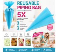 ATEK Reusable Silicone Piping Bags Pack Of 5 Non Slip Pastry Icing Bag For Cookies Cupcakes Dessert Cakes Cream Diy Decorating Tools