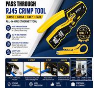 ATEK Rj45 Crimp Tool Kit Pass Through Crimper Ethernet Network Punch Down Crimping Stripper Cutter Cat5 Cat6 Connectors Cable Tester To