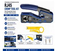 ATEK Rj45 Crimp Tool Kit Pass Through Wire Crimper Ethernet Network Crimping Stripper Cutter Cat5E Cat6 Connectors Crimping Tool