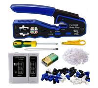 ATEK Rj45 Crimp Tool Pass Through Kit, Network Crimping Tool Cable Tester For Cat6 Cat5E Cat5 Boots Connectors Stripper Screwdriver
