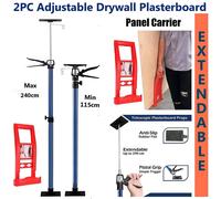 ATEK Set of 2 Drywall Plasterboard Support Props 115-240CM Adjustable Telescopic Acrow Bulider Plywood Board Glass Lifter Carrier in Blue Atek Blue