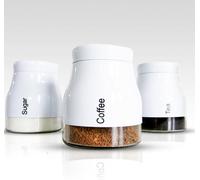 ATEK Set Of 3 Glass Kitchen Storage Canisters With Screw Lid, Airtight Jars For Coffee, Sugar, Tea, And Countertop Pantry Storage