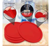 ATEK Set of 4 Silicone Drink Coasters Premium Non-Slip Soft Coaster Mats in Red Atek Red