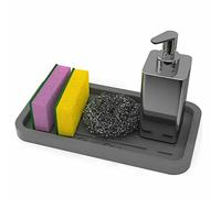 ATEK Silicone Organiser Tray, Non-Slip Kitchen Sink Tray, Soap and Sponge Holder for Kitchen Sink Trays, Silicone Kitchens Drying Mat for Dish Brush, Soap Dispenser, Dishwashing Accessories (Grey)