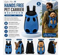 Atek Small Blue Pet Carrier Backpack Adjustable Front Dog Cat Puppy Travel Bag