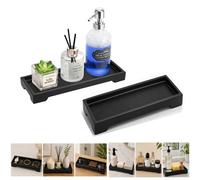 Atek Small Resin Vanity Serving Tray Bathroom Organiser Black