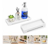 Atek Small Resin Vanity Serving Tray Bathroom Organiser White