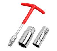 ATEK Spark Plug Socket 21mm and 16mm Universal Deep Socket Wrench Tool for Automotive Engine Repair, Heavy-Duty Chrome Vanadium Steel, Rubber Insert Grip, Professional Mechanic Removal Kit