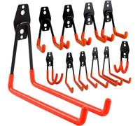 ATEK Steel Garage Storage Hooks,10Pcs.heay Duty Wall Mounted Anti Slip Coating Garage Organisation Hooks