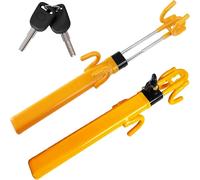 ATEK Steering Wheel Lock Twin Bar, Steering Lock, Car Anti-Theft Device, High Visibility, Heavy Duty, Universal Fit, Adjustable in Yellow Atek Yellow