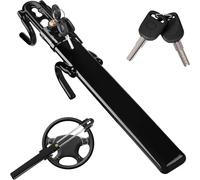 ATEK Steering Wheel Lock Twin Bar, Steering Lock, Car Anti-Theft Device, High Visibility, Heavy Duty, Universal Fit, Adjustable in Black Atek Black