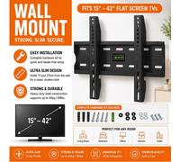 ATEK TV Wall Bracket for 15-42 Inch LED LCD, Full Motion TV Wall Mount, Heavy Duty Dual Arms up to 60kg Universal TV Mount in Black Atek Black