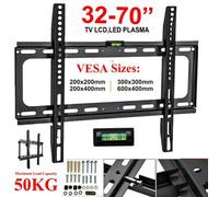 ATEK Tv Wall Mount Bracket, 32-70 Inch Ultra Slim Fixed Tv For Led, Lcd, Flat, Plasma Curved Monitor Spirit Level & Fixings Kit