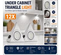 ATEK Under Cabinet Kitchen Led Lights 12 Pack Triangle Pyramid Cool White Indoor Cupboard Wardrobe Bright Spot Mains Powered Light