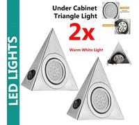ATEK Under Cabinet Kitchen Led Lights 2 Pack Triangle Pyramid Warm White Indoor Cupboard Wardrobe Bright Spot Mains Powered Light