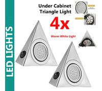 ATEK Under Cabinet Kitchen Led Lights 4 Pack Triangle Pyramid Warm White Indoor Cupboard Wardrobe Bright Spot Mains Powered Light