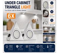 ATEK Under Cabinet Kitchen Led Lights 6 Pack Triangle Pyramid Cool White Indoor Cupboard Wardrobe Bright Spot Mains Powered Light