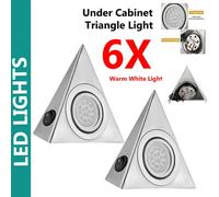 ATEK Under Cabinet Kitchen Led Lights 6 Pack Triangle Pyramid Warm White Indoor Cupboard Wardrobe Bright Spot Mains Powered Light