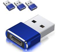 ATEK USB to USB C Adapter 3 Pack Type C USBC Female to USB A Male Adaptor For iPhone Apple Watch iWatch Airpods iPad Samsung Galaxy in Blue Atek Blue