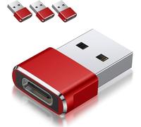 ATEK USB to USB C Adapter 3 Pack Type C USBC Female to USB A Male Adaptor For iPhone Apple Watch iWatch Airpods iPad Samsung Galaxy in Red Atek Red