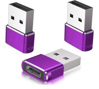 ATEK USB to USB C Adapter 3 Pack Type C USBC Female to USB A Male Adaptor For iPhone Apple Watch iWatch Airpods iPad Samsung Galaxy in Purple Atek Purple