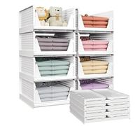 ATEK Wardrobe Storage Organiser, Foldable Stackable Storage Baskets
