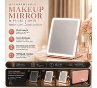 ATEK Women's Rechargeable Travel Makeup Vanity Mirror with LED Lights, Portable Mirror with Stand Touch Screen Led Mirror Makeup Light up in Pink