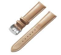 Ateldooly 13-22mm Litchi Grain Cowhide Strap Men's and Women's Soft Leather Watch Strap Accessories, Beige, 14mm