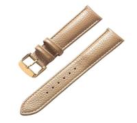 Ateldooly 13-22mm Litchi Grain Cowhide Strap Men's and Women's Soft Leather Watch Strap Accessories, Beige Gold, 14mm