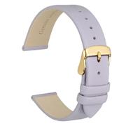 Ateldooly 8/10/12/14/16/18/20mm Leather Watch Band Bracelet Stainless Steel Buckle Replacement Strap, Lilac-gold, 12mm