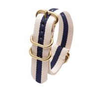 Ateldooly Canvas Watchband 18mm 20mm 22mm Nylon Strap for Watches Replacement Bracelet with Gold Ring Buckle, 2beige 1blue, 18mm