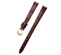Ateldooly Leather Watch Bracelet Women Watchband Wristwatches 6/8/10/12/14/16mm Watch Strap, Crocodile Brown Gold, 6mm