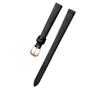 Ateldooly Watch Bracelet Womens Leather Watchband Wriststrap 6mm 7mm 8mm 10mm 12mm Small Strap, Black Rg, 10mm