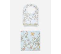 Atelier Choux Baby Boys In Bloom Swaddle And Satin Bib Set in Blue - Multicoloured - One size