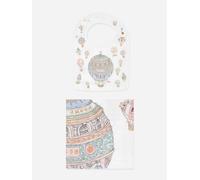 Atelier Choux Baby Hot Air Balloons Swaddle And Satin Bib Set in White - White - One size