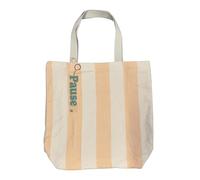 Atelier Kokoro Striped Terry Beach Bag - PAUSE Pastel Collection - with Grigri Acrylic "PAUSE, peach, XL