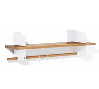 Atelier wall shelf / coat rack with rod and 4 hooks Richard Lampert W100 cm Oak White RAL 9010 - LAMPERT_ATELIER GARDEROBE 100 EICHE WEISS