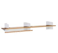 Atelier wall shelf / coat rack with rod and 4 hooks Richard Lampert W200 cm solid oak natural white RAL 9010 - LAMPERT_ATELIER GARDEROBE 200 EICHE WEISS