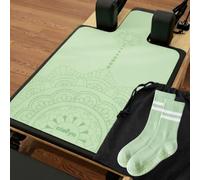 Atellya Pilates Reformer Mat With Yoga Socks Women & Mesh Bag Bundle - Lightweight Mat For Pilates - Non Slip Reformer Towel, Workout Mat For Pilates Socks With Grips Non Slip Reformer Cover (Mint)