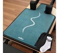 Atellya Pilates Reformer Mat With Yoga Socks Women & Mesh Bag Bundle - Lightweight Mat For Pilates - Non Slip Reformer Towel, Workout Mat For Pilates Socks With Grips Non Slip Reformer Cover (Dark G.)